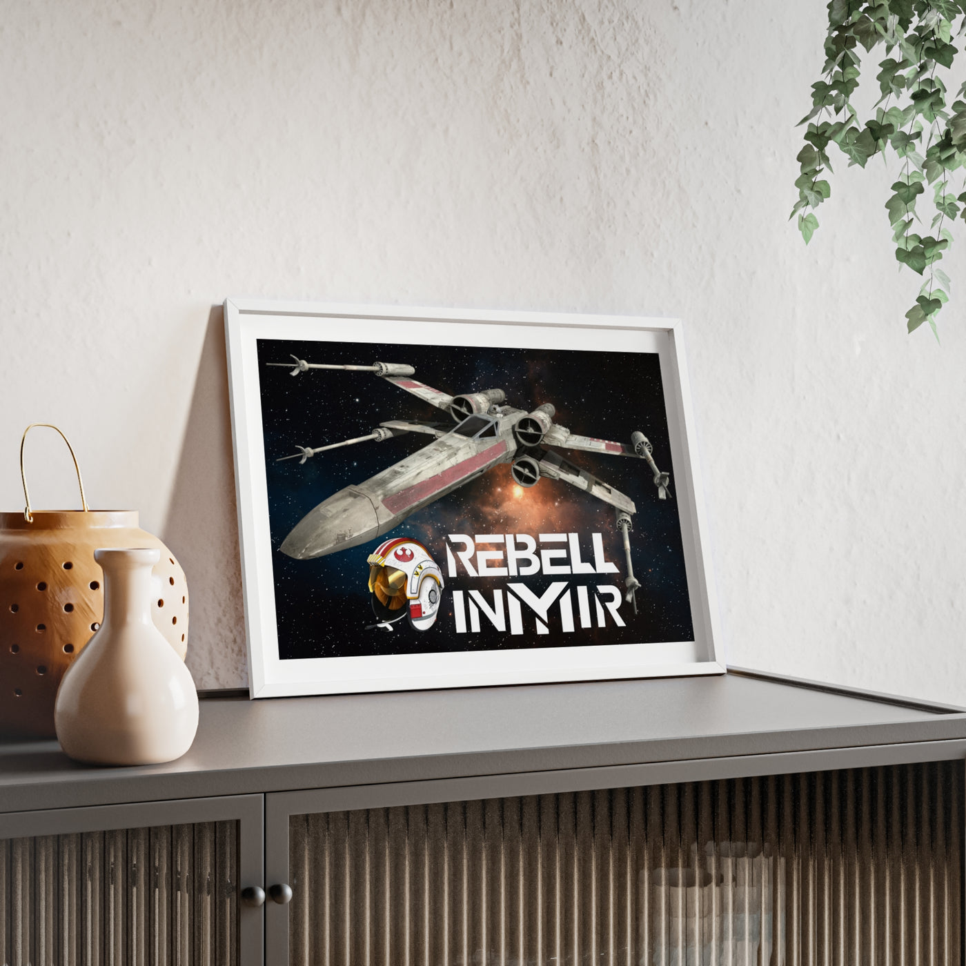 Star Wars X-Wing Fighter Poster with Wooden Frame - Rebel Inyir Decor