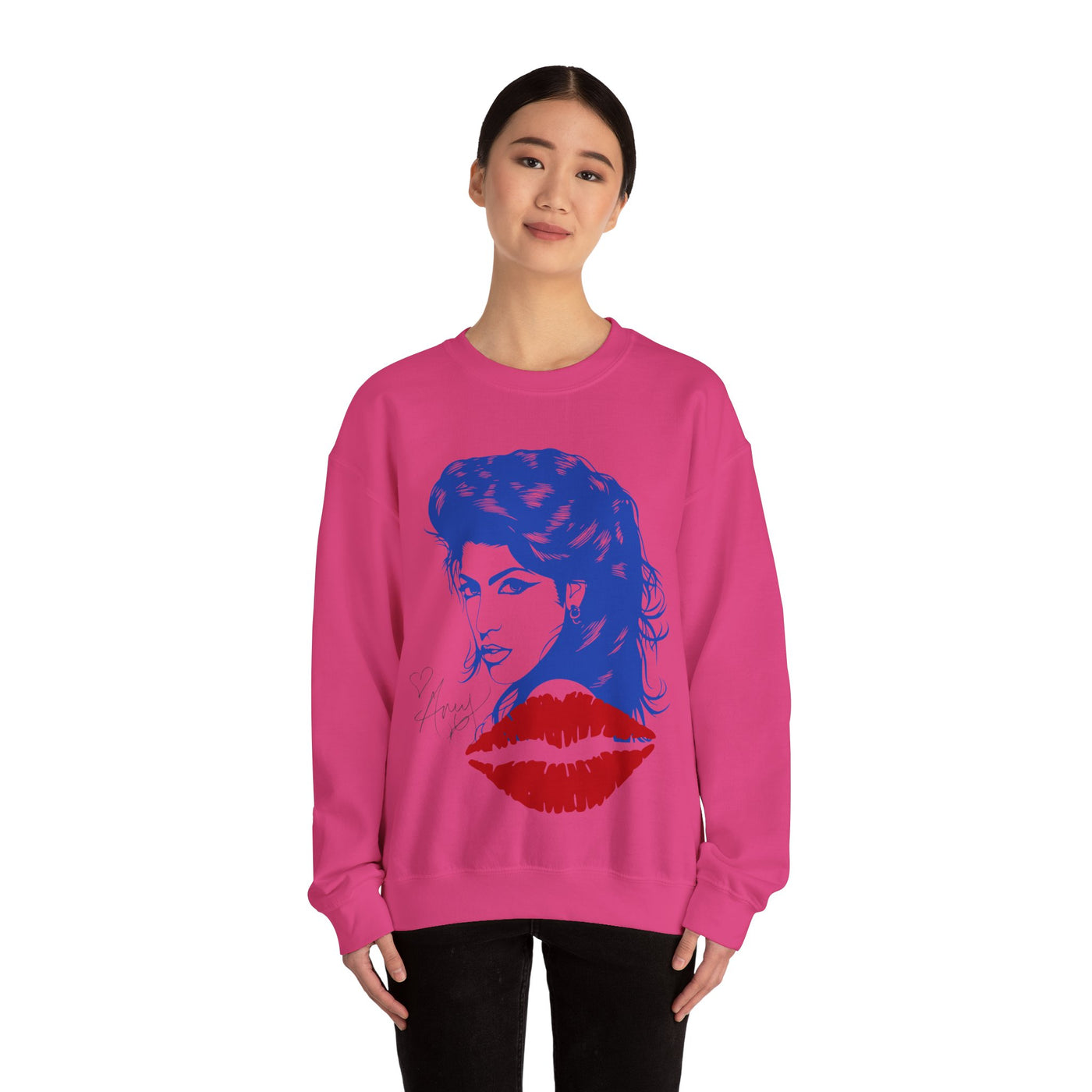 Amy Retro Kiss Graphic Hooded Sweatshirt for Fashion Lovers 