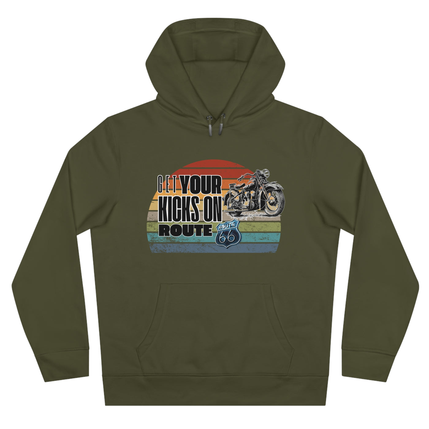 Retro Route 66 Motorcycle Hoodie Sweatshirt - Get your kicks on route 66