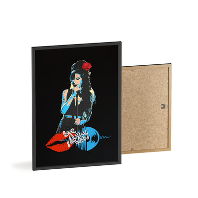 Love Amy Winehouse Poster with Wooden Frame - Vibrant Wall Art for Music Lovers