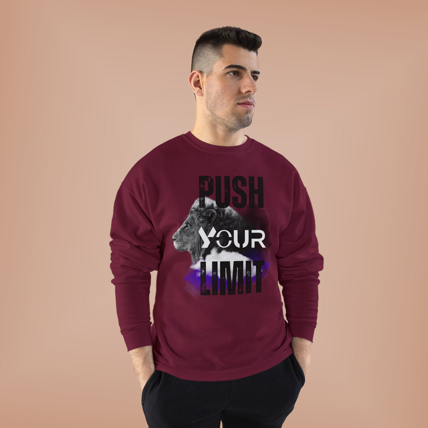 Motivational Lion Sweatshirt - Push Your Limit - Unisex EcoSmart