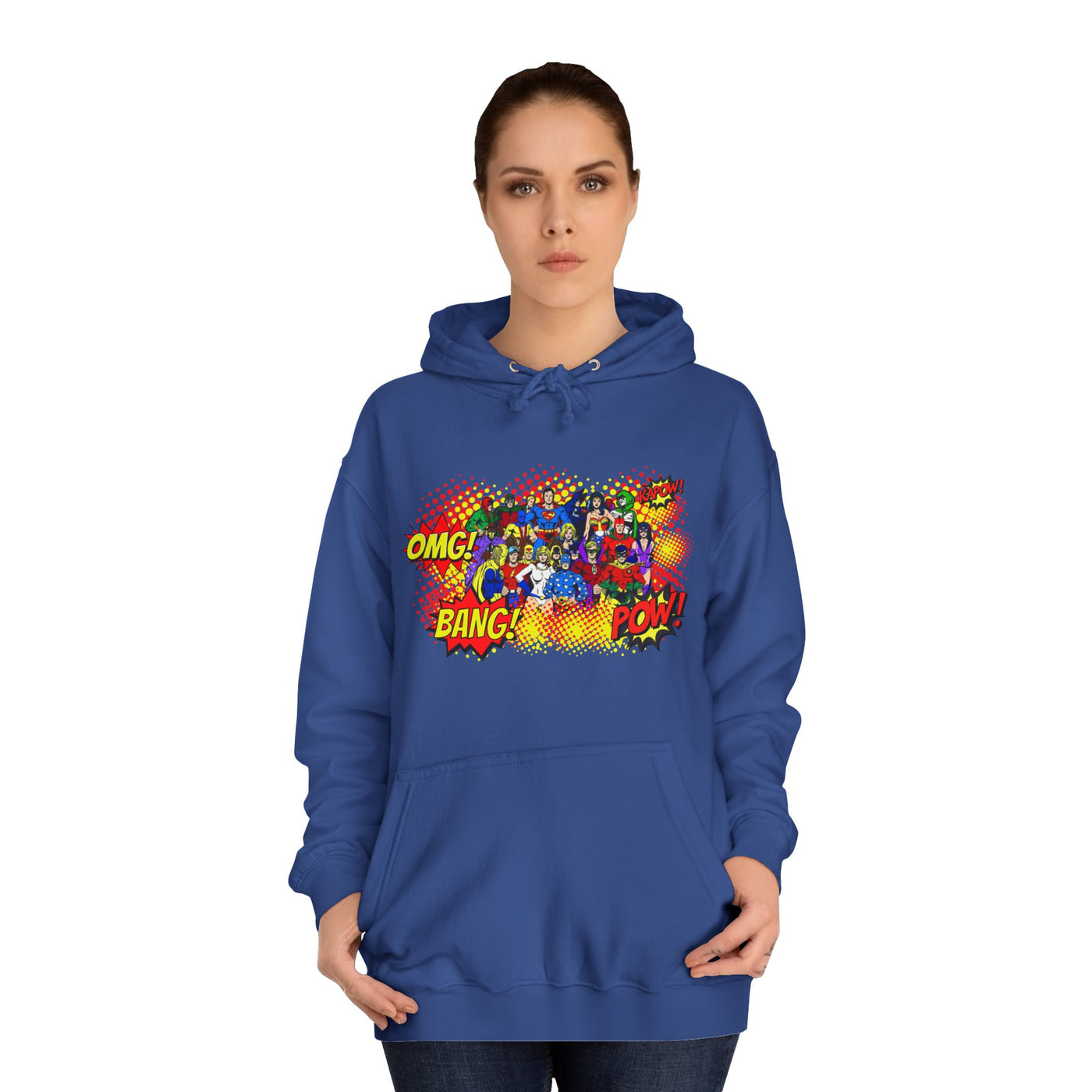 Superhero Graphic Hoodie, Unisex College Sweatshirt, Marvel DC Fans Apparel, Comic Book Lover Gift, Fun Cosplay Outfit