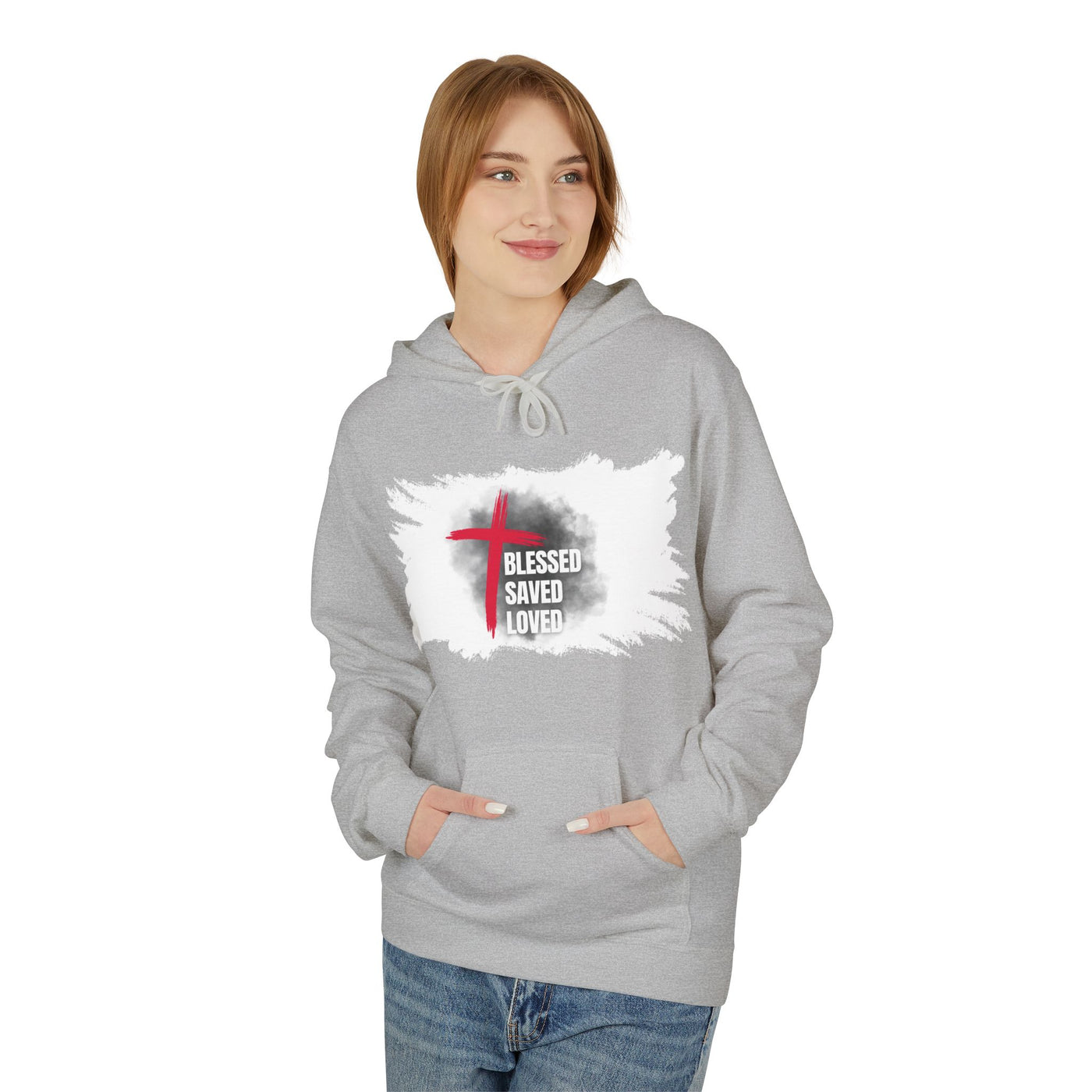 Faith-Inspired Hoodie: Blessed, Saved, Loved - Christian JESUS