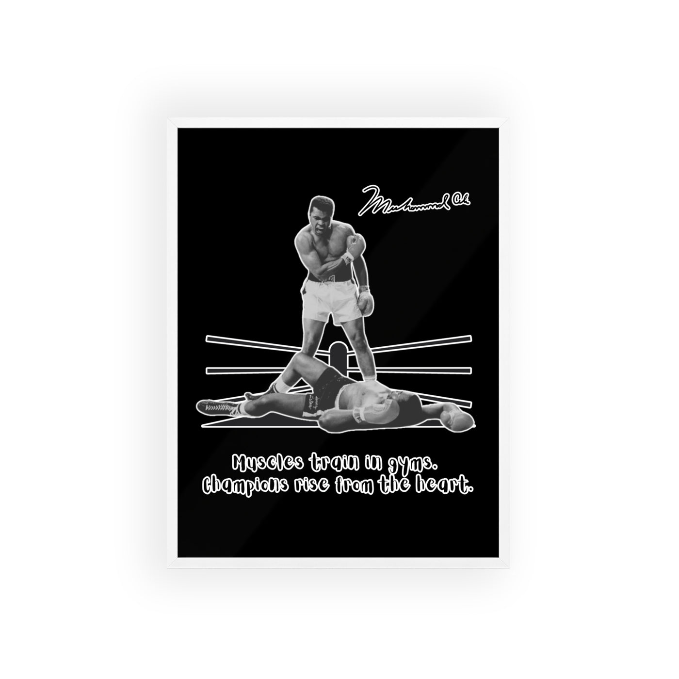 Boxing Inspired Wall Art Poster with Wooden Frame - Muhammad Ali 
