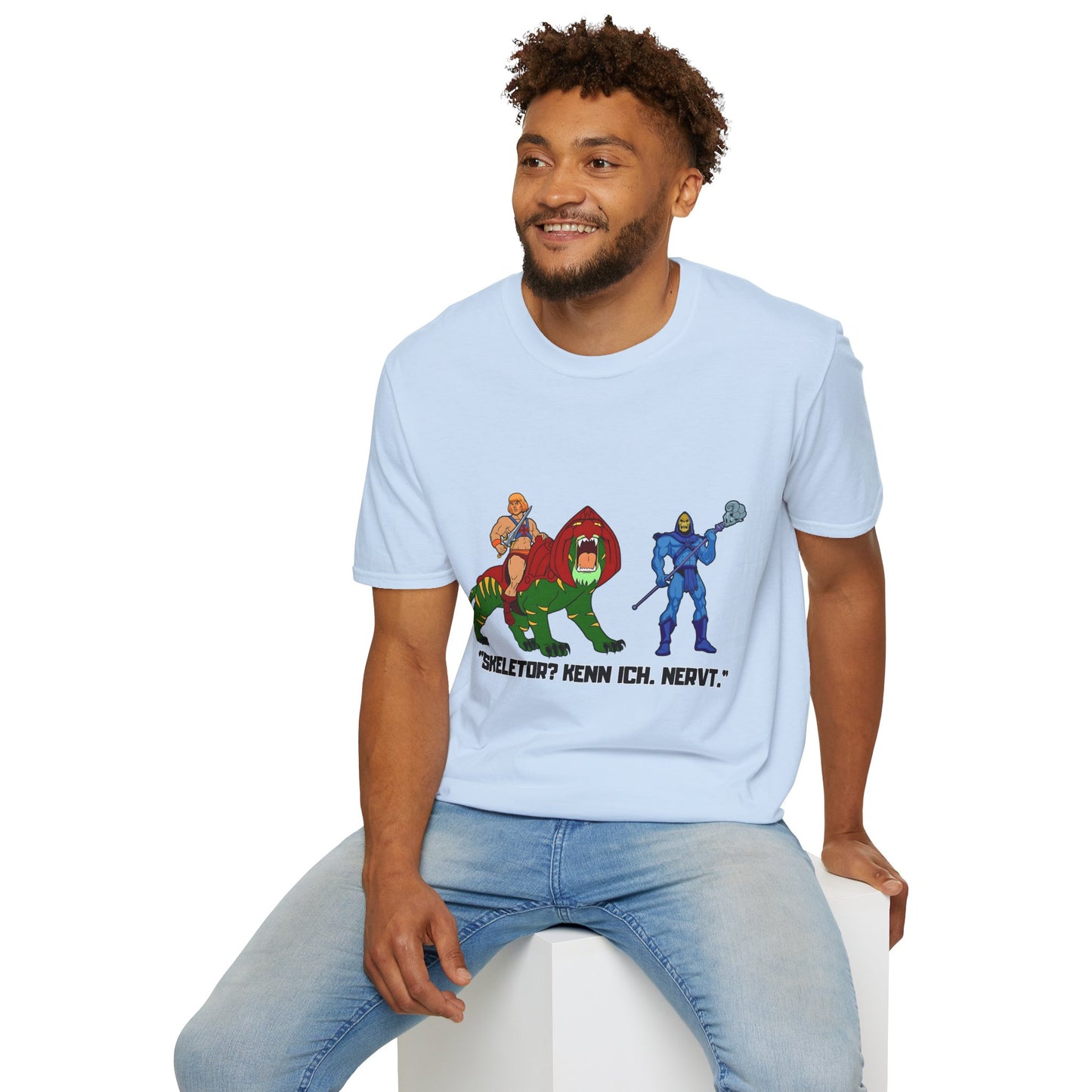 He-Man Retro Graphic Tee, Unisex Softstyle Shirt for Fans, Vintage Cartoon Apparel, Gift for Geeks, Nostalgic T-Shirt