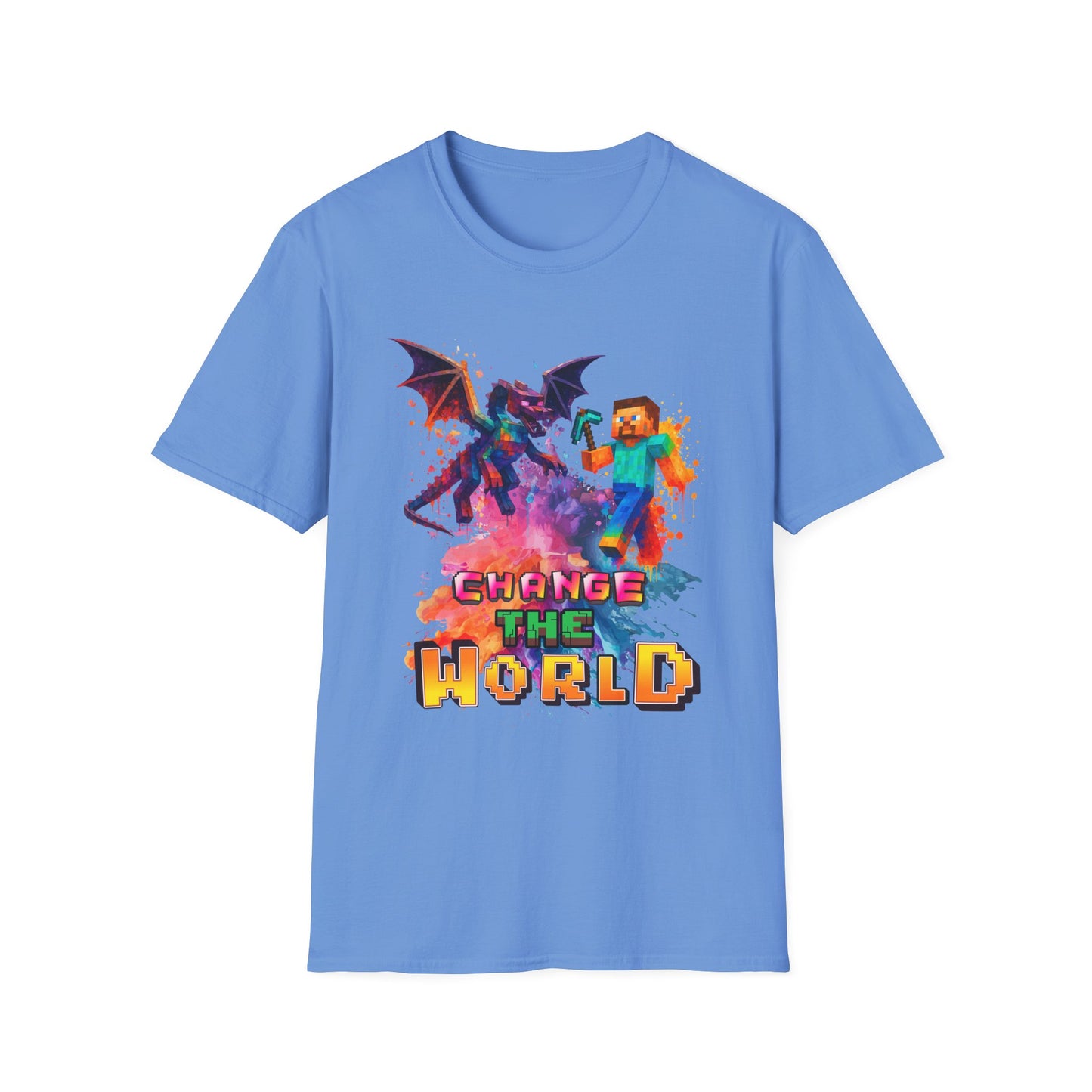 Minecraft Change the World Video Game T-Shirt - Unisex Softstyle Tee for Gamers
