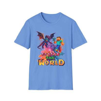Minecraft Change the World Video Game T-Shirt - Unisex Softstyle Tee for Gamers