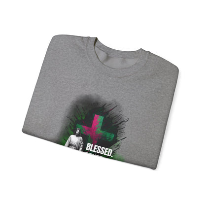 Jesus mit Faith und Spruch Blessed -Saved -Forgiven Sweatshirt