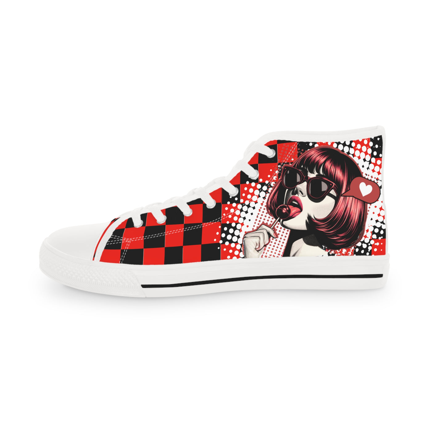 Stylish High Top Sneakers "Retro Girl" Unique Graphic