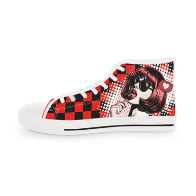 Stylish High Top Sneakers "Retro Girl" Unique Graphic