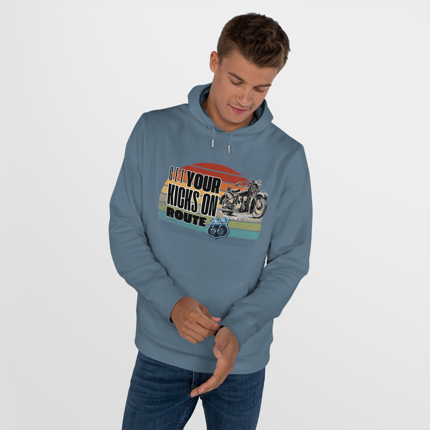 Retro Route 66 Motorcycle Hoodie Sweatshirt - Get your kicks on route 66