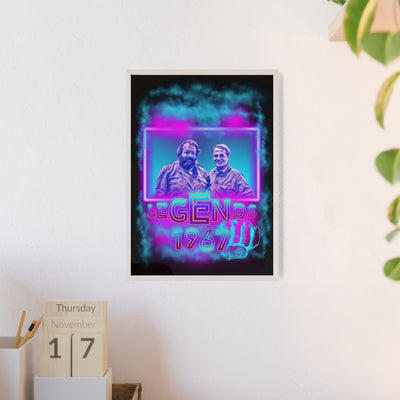 Retro Legends Poster with Wooden Frame - 1967 Nostalgia Art Bud Spencer &amp; Terence Hill