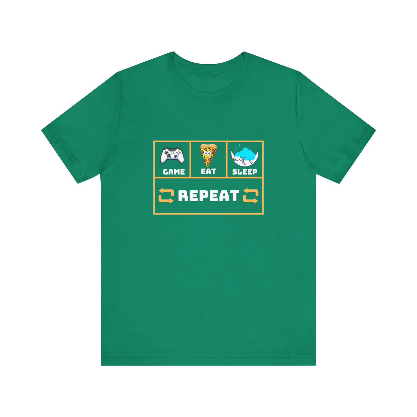 Gamer's motto shirt: Eat, Sleep, Game, Repeat T-shirt