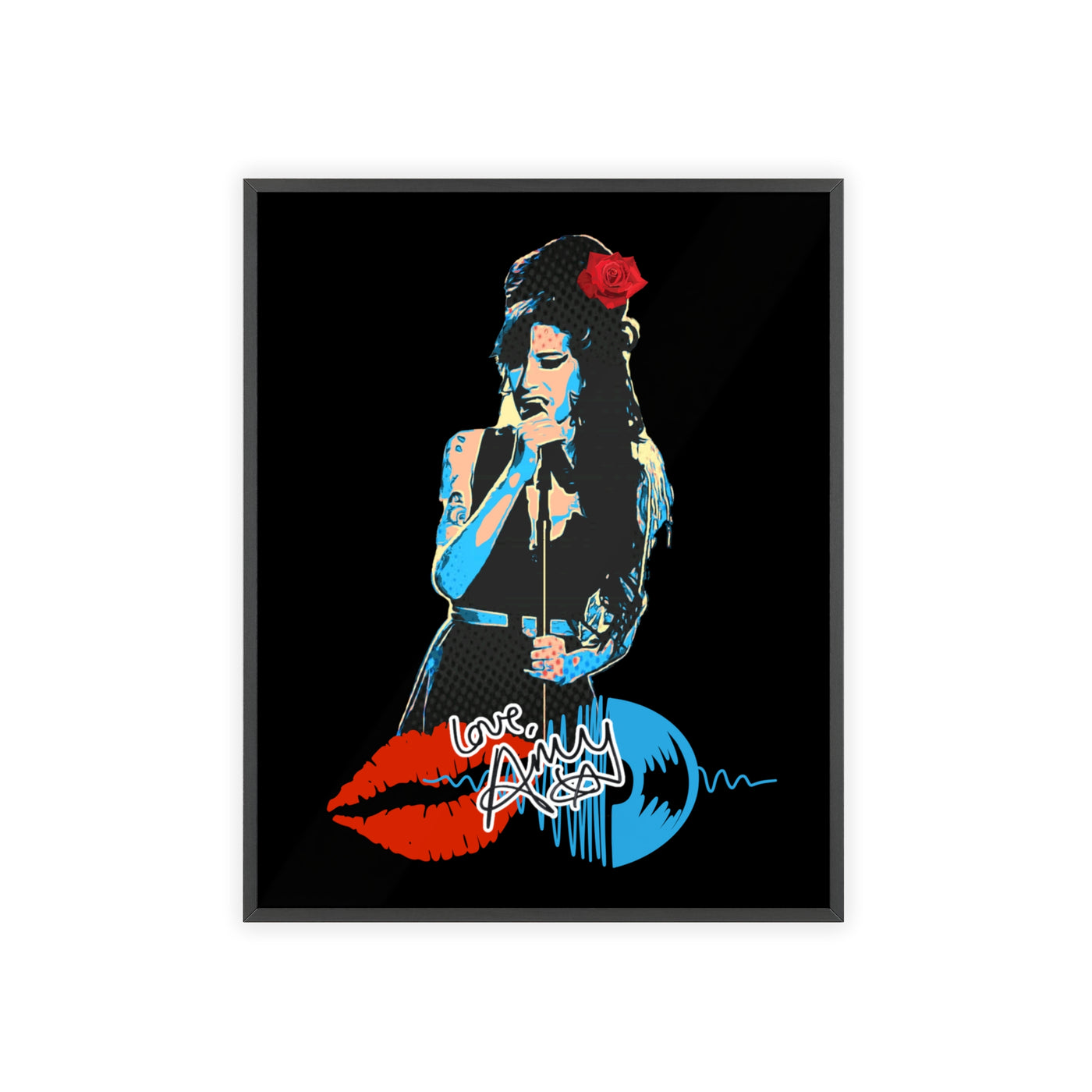 Love Amy Winehouse Poster with Wooden Frame - Vibrant Wall Art for Music Lovers