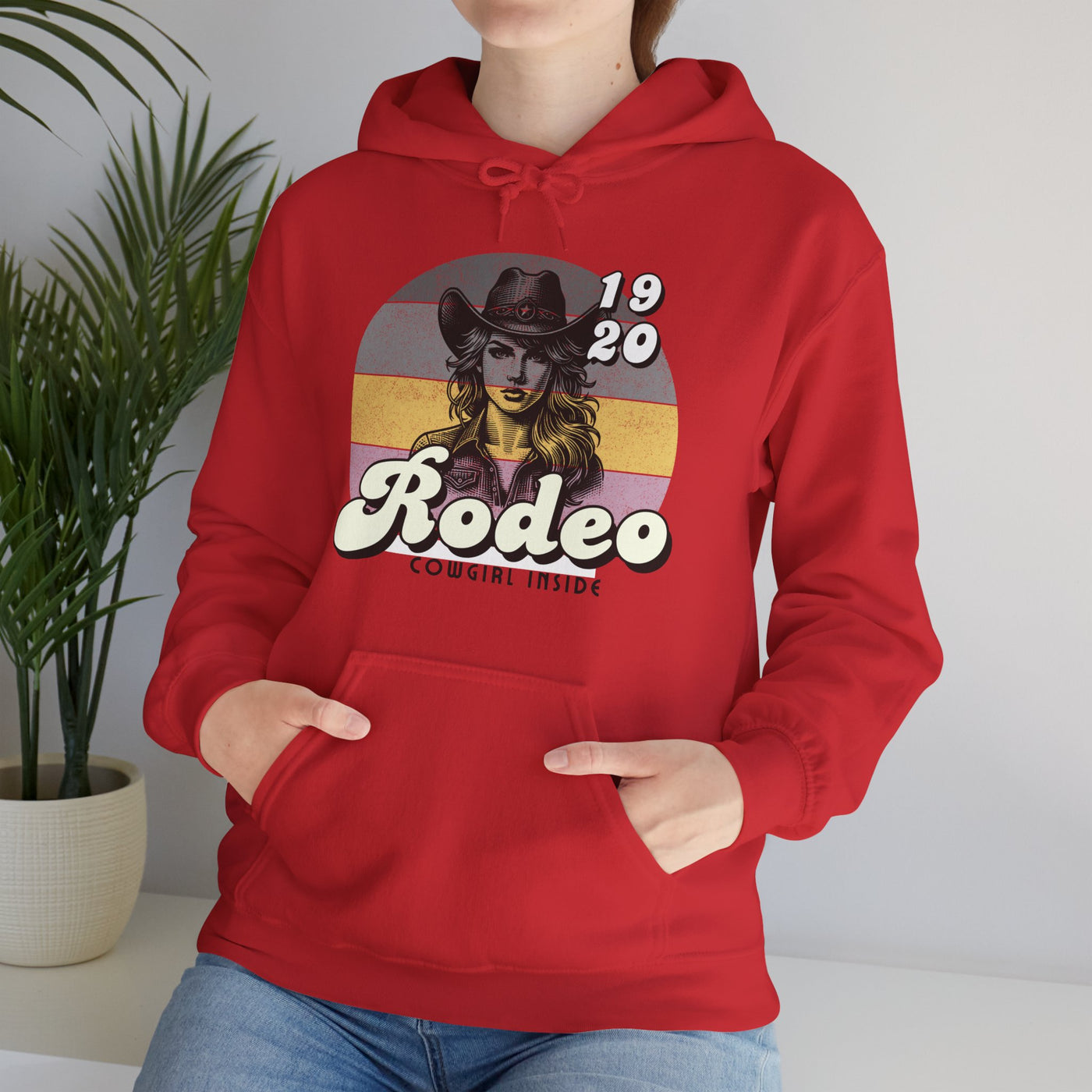 Rodeo Cowgirl Hooded HOODIE - Unisex Heavy Blend™ - Retro Style