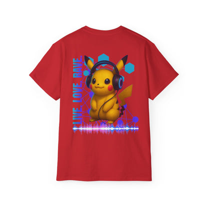 Rave T-Shirt, Fun Music Shirt, Live Love Rave - Techno - Pokemon