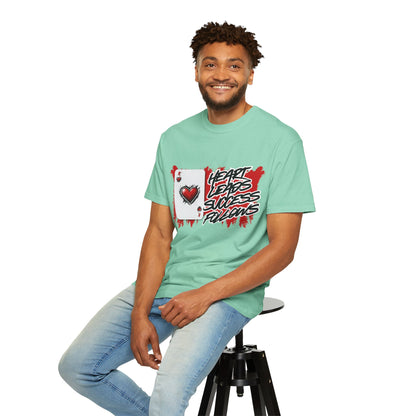 Heart Leads Success Unisex Heavy Cotton Tee | Graphic Tee | Casual Wear | Gift for Gamers | Inspirational Fashion | Streetwear