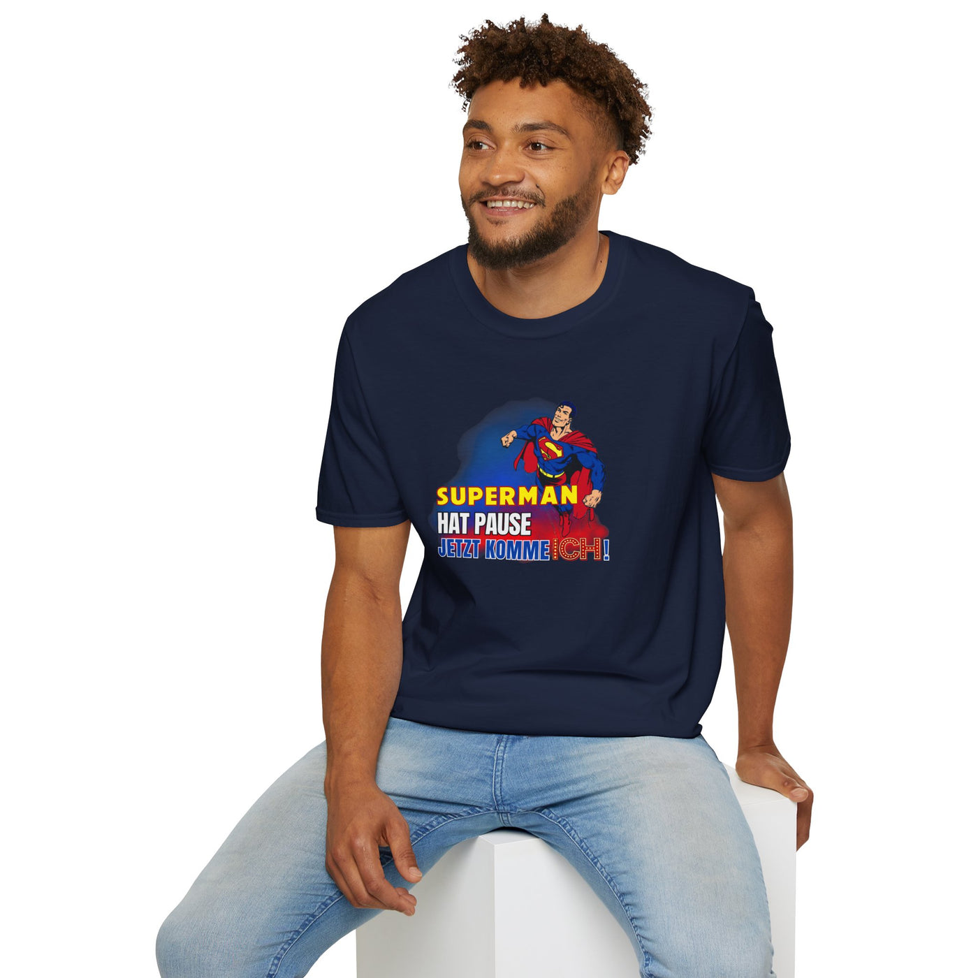Superman Pause Unisex Softstyle T-Shirt - Fun Graphic Tee for Comic Fans