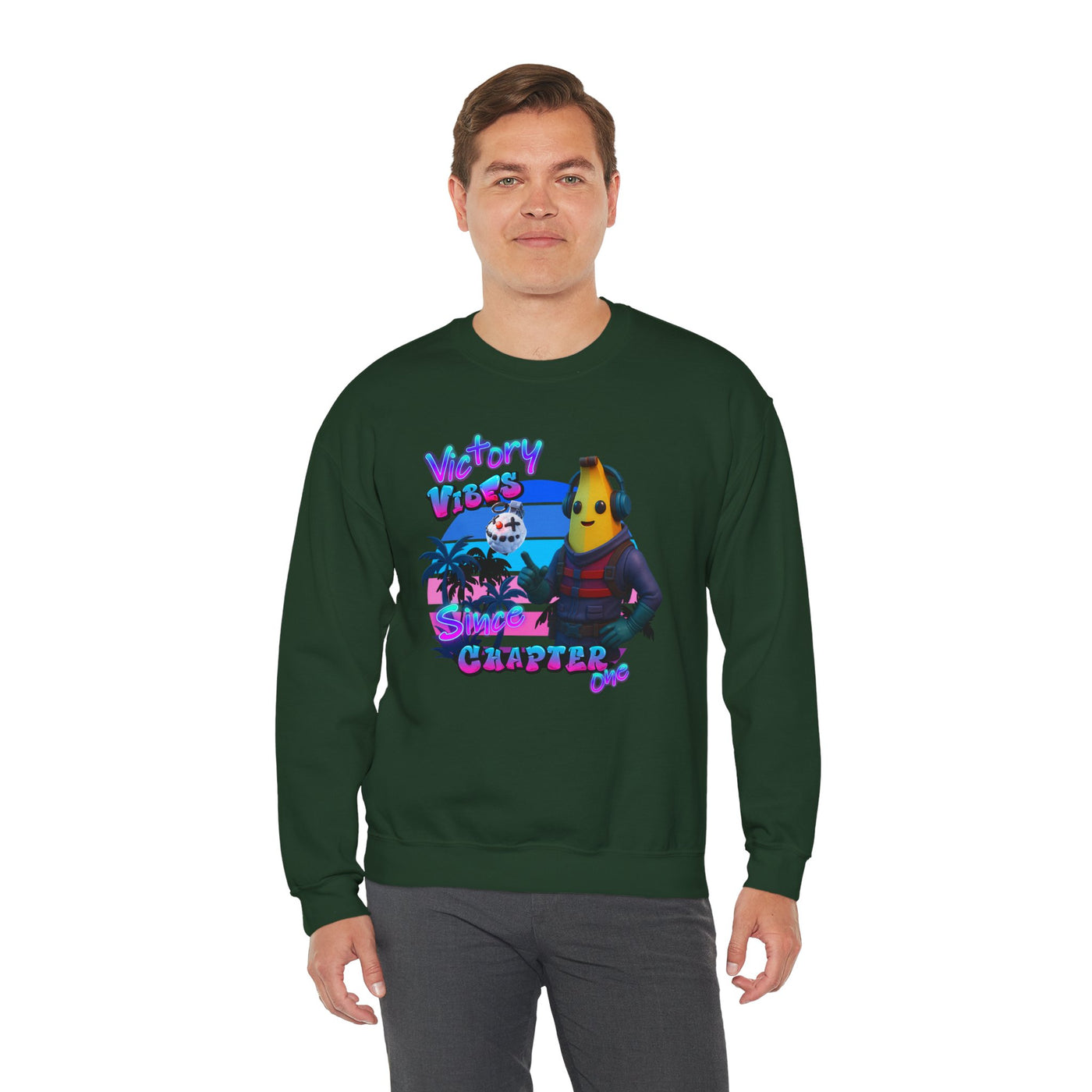 Victory Fortnite Vibes Banana Crewneck Sweatshirt - Unisex Heavy Blend