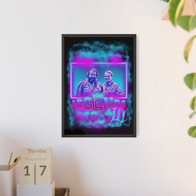 Retro Legends Poster with Wooden Frame - 1967 Nostalgia Art Bud Spencer &amp; Terence Hill