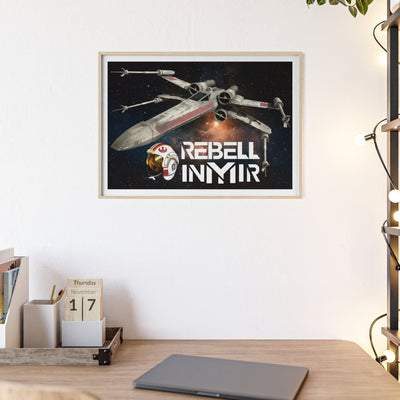 Star Wars X-Wing Fighter Poster with Wooden Frame - Rebel Inyir Decor