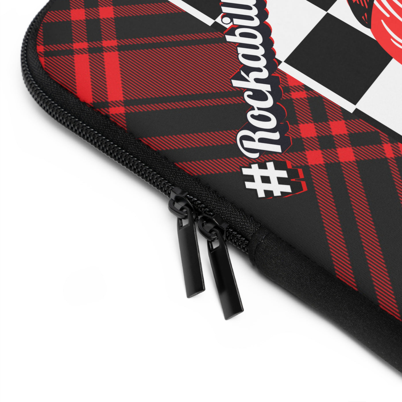 Rockabilly Chic Laptop Sleeve - Retro Plaid Design,