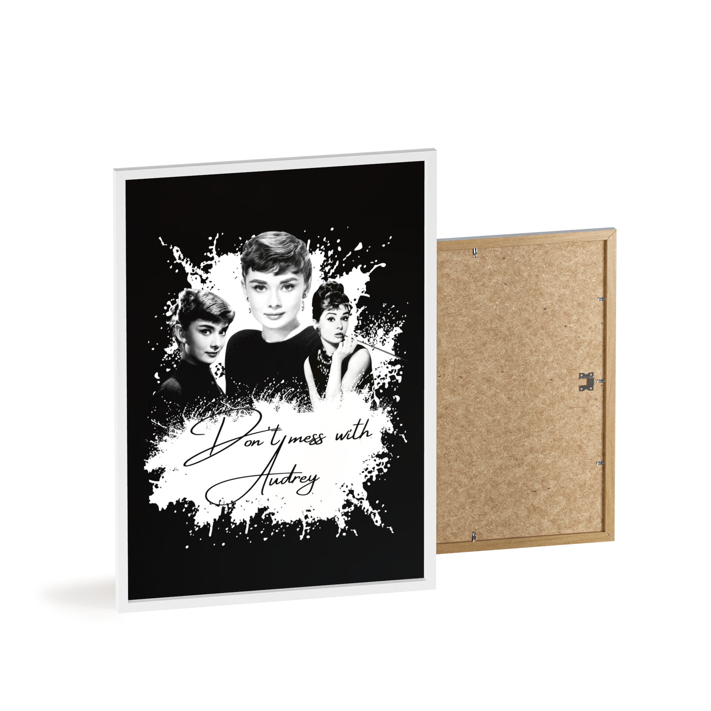 Audrey Hepburn Classic Poster with Wooden Frame - 'Don't Mess with Audrey'