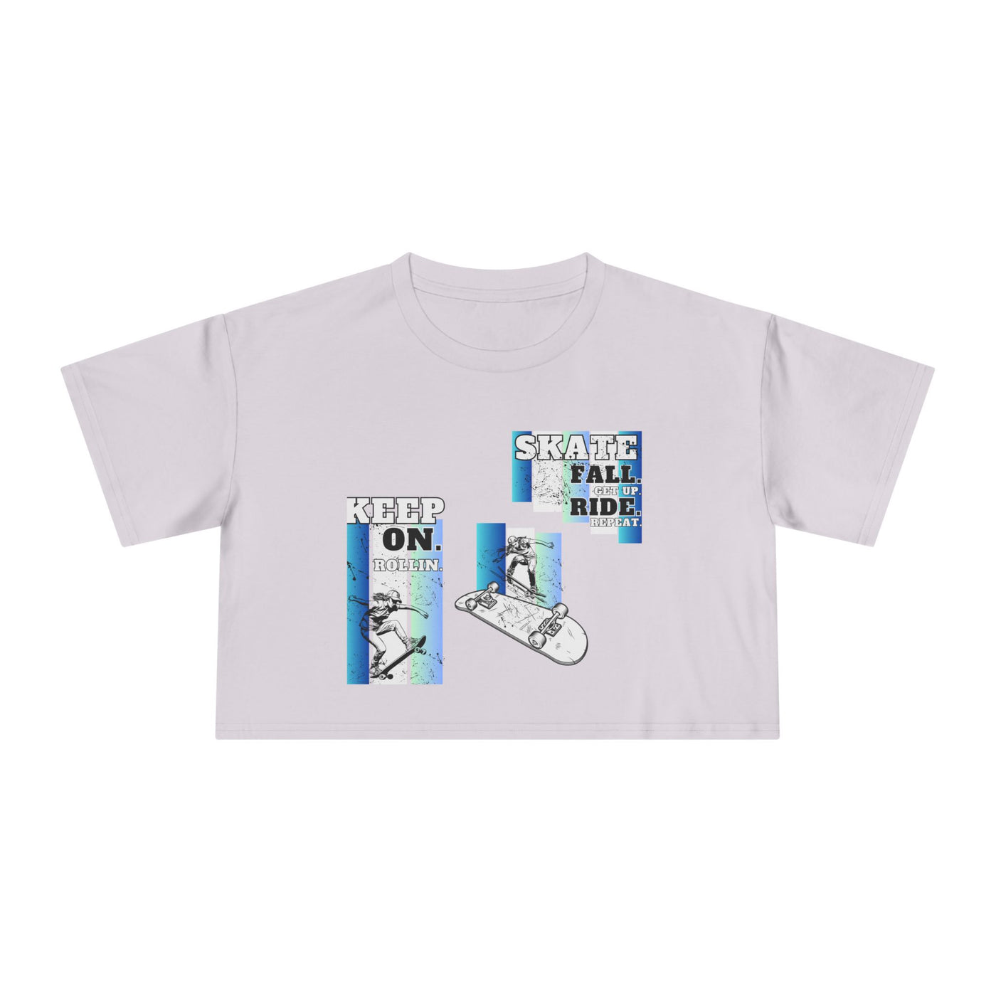 Skateboarding Women's Crop Tee - Keep On Skatin' & Fall Ride Graphic T-Shirt