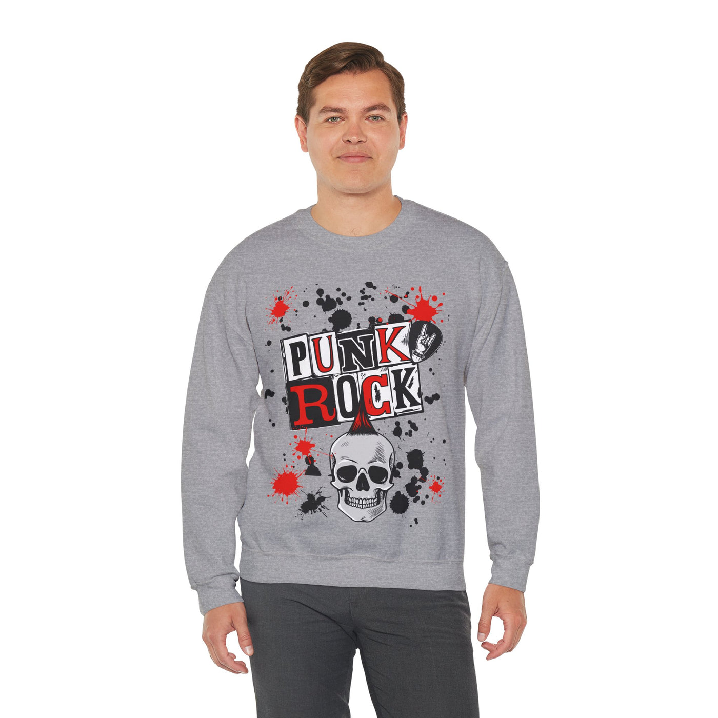 Punk Rock Crewneck Sweatshirt, Casual Streetwear Gift, Music Lover Apparel, Fall Fashion Layer, Unique Graphic Sweater