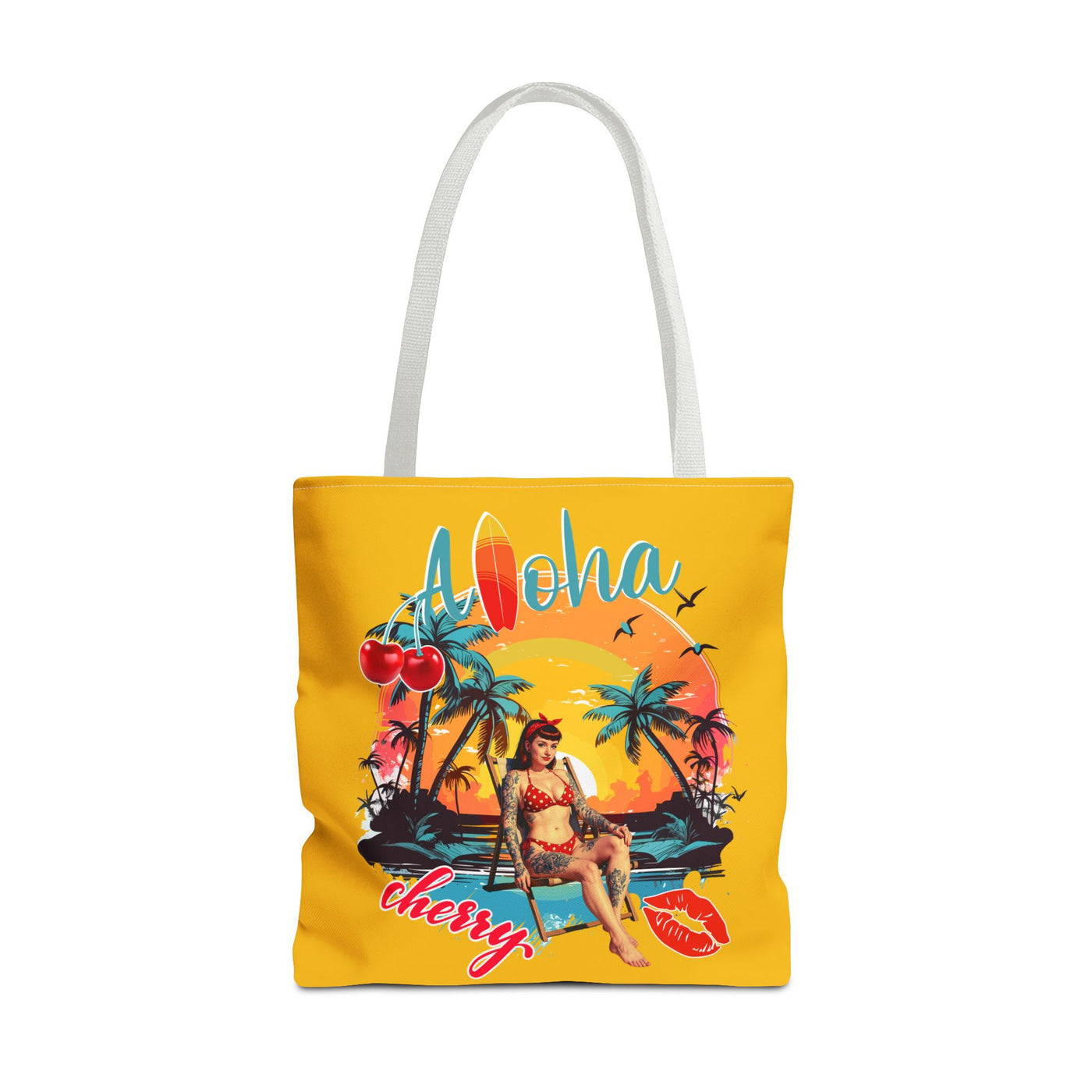 Aloha Cherry Tropical Tote Bag | Beach Accessories, Summer Bag, Travel Tote, Hanging Bag, Beach Bag