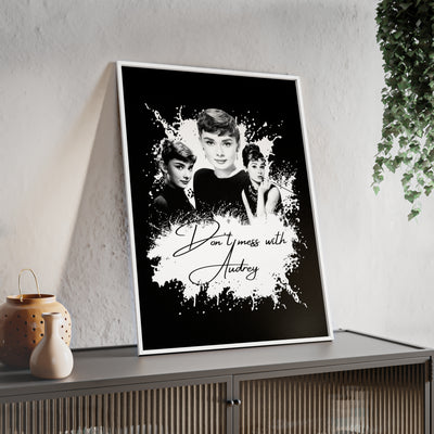Audrey Hepburn Classic Poster with Wooden Frame - 'Don't Mess with Audrey'