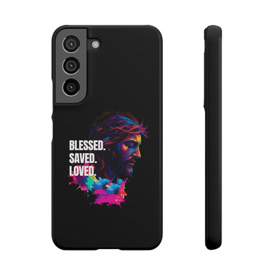 Blessed Saved loved - Snap Case - Jesus