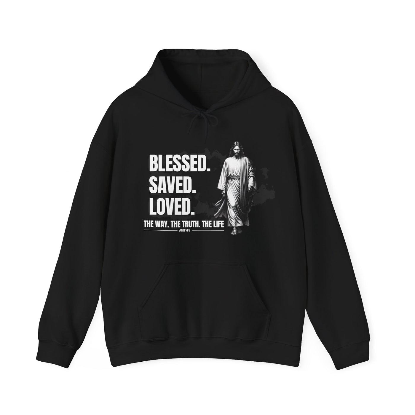 Blessed, Saved, Loved Hoodie - Unisex Heavy Blend Sweatshirt for Comfort and Faith Jesus