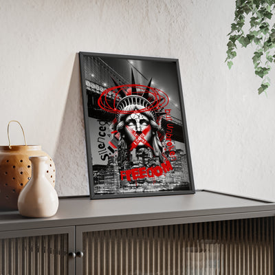 Freedom Poster with Wooden Frame - NYC Decor, Wall Art