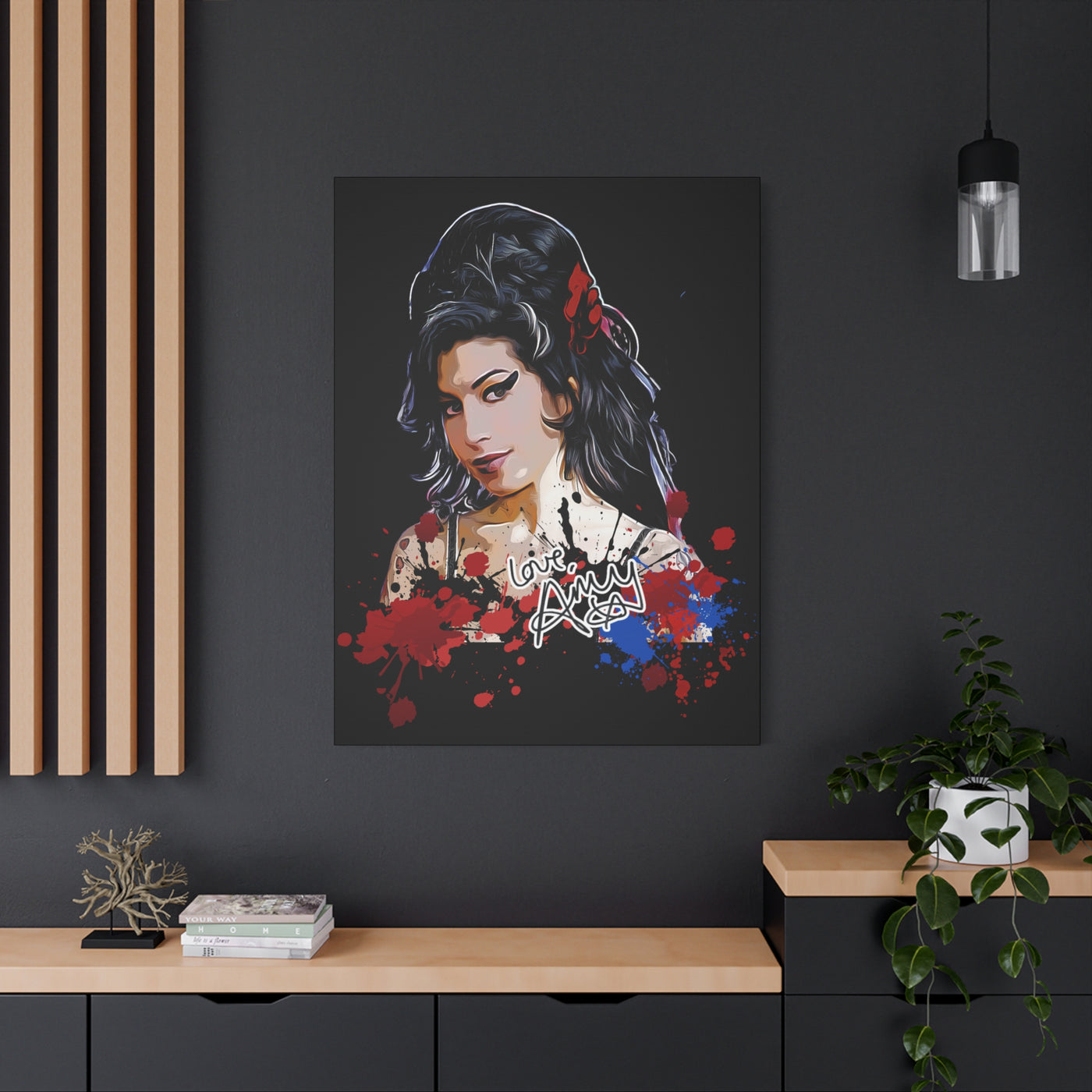 Amy Winehouse Art Canvas - Stretched Wall Decor with Signature