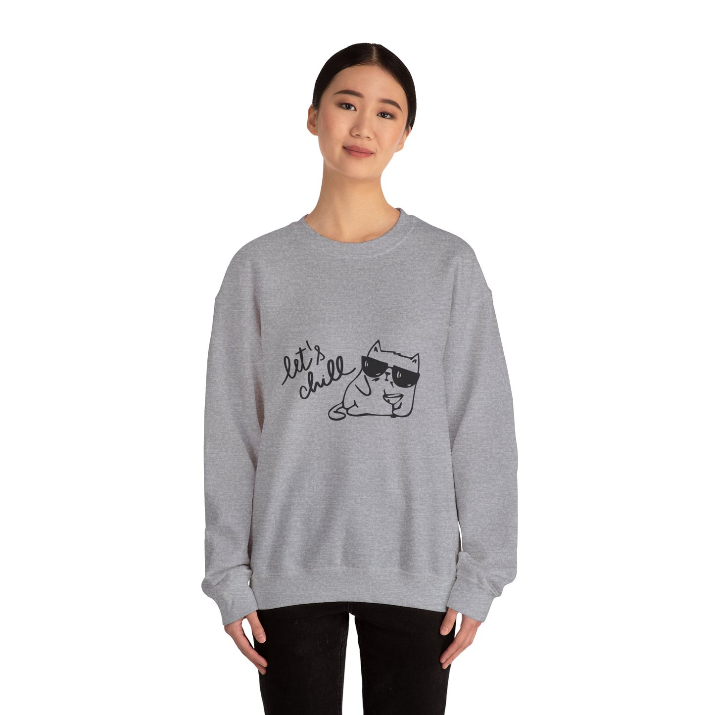 Let's Chill Cat Sweatshirt - Unisex Garment-Dyed Pullover for Cozy Days
