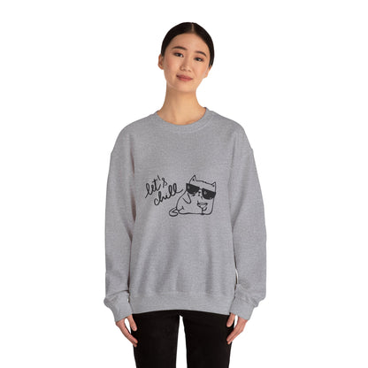 Let's Chill Cat Sweatshirt - Unisex Garment-Dyed Pullover for Cozy Days