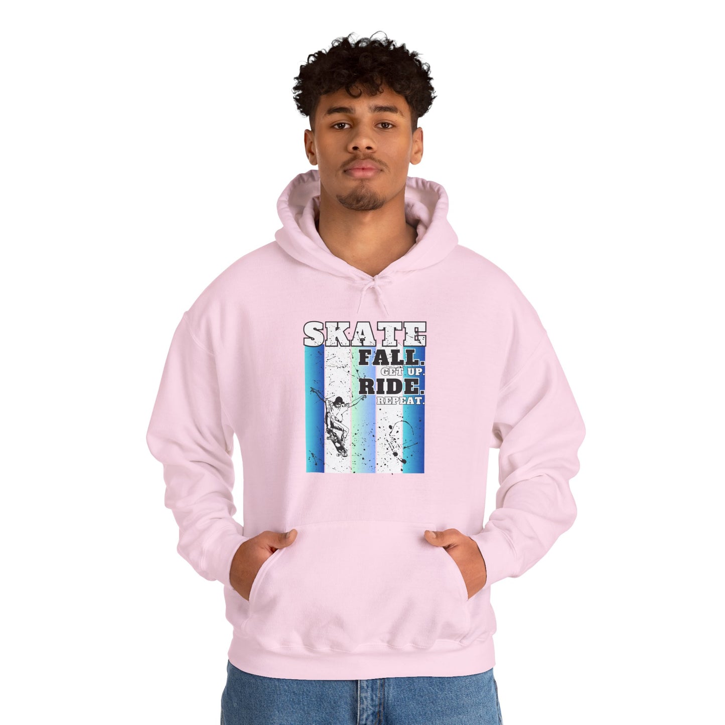 Skateboarding Warmup Hoodie - 'Skate Fall Get Up Ride Repeat' Design
