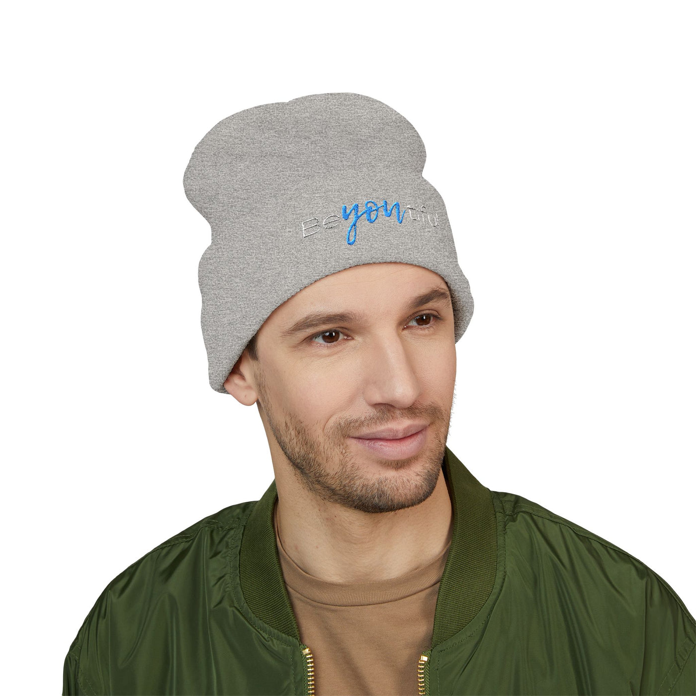 Vibrant "BeYoutiful" Cuffed Beanie - Stylish Embroidered Hat for Self-Expression