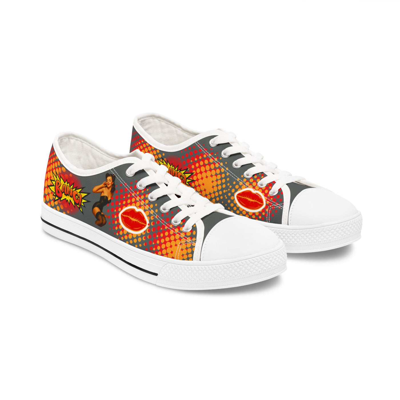 Sneakers - Fun &amp; Colorful Low Top Shoes Pin Up Girl "Wow"