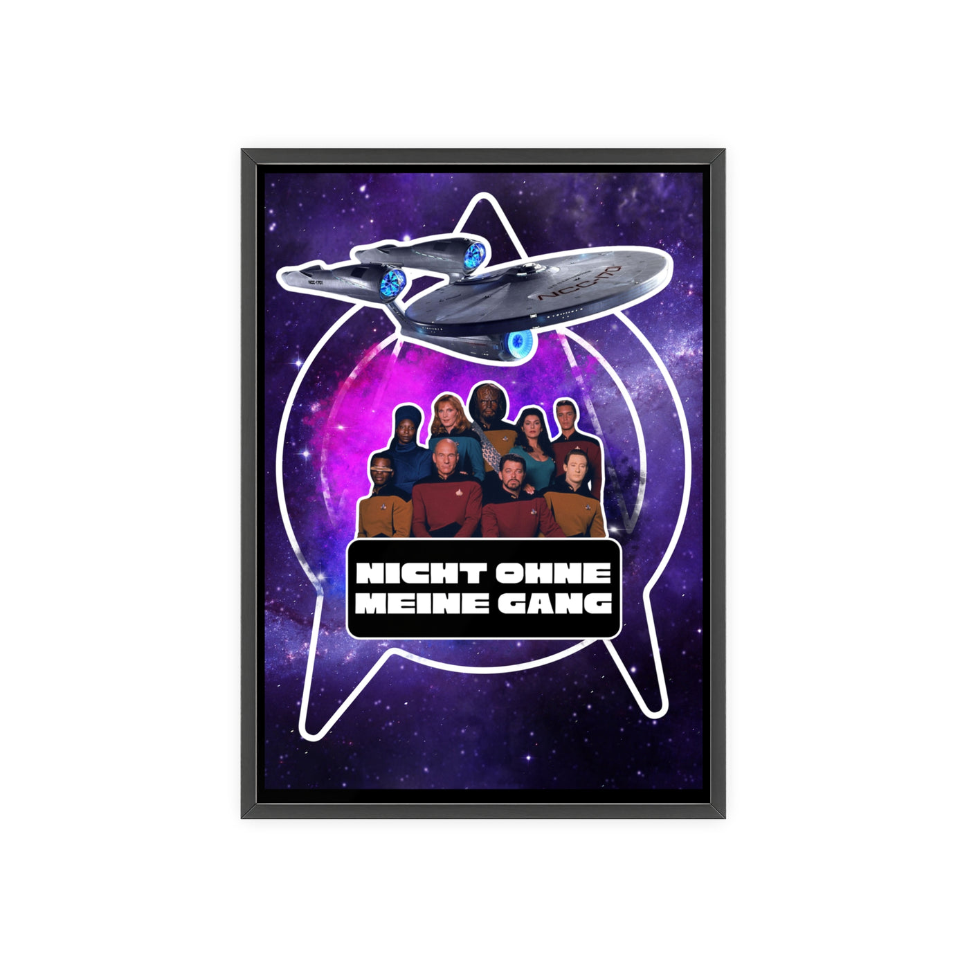 Starship Adventure Poster with Wooden Frame | Sci-Fi Wall Art, Geek Decor,