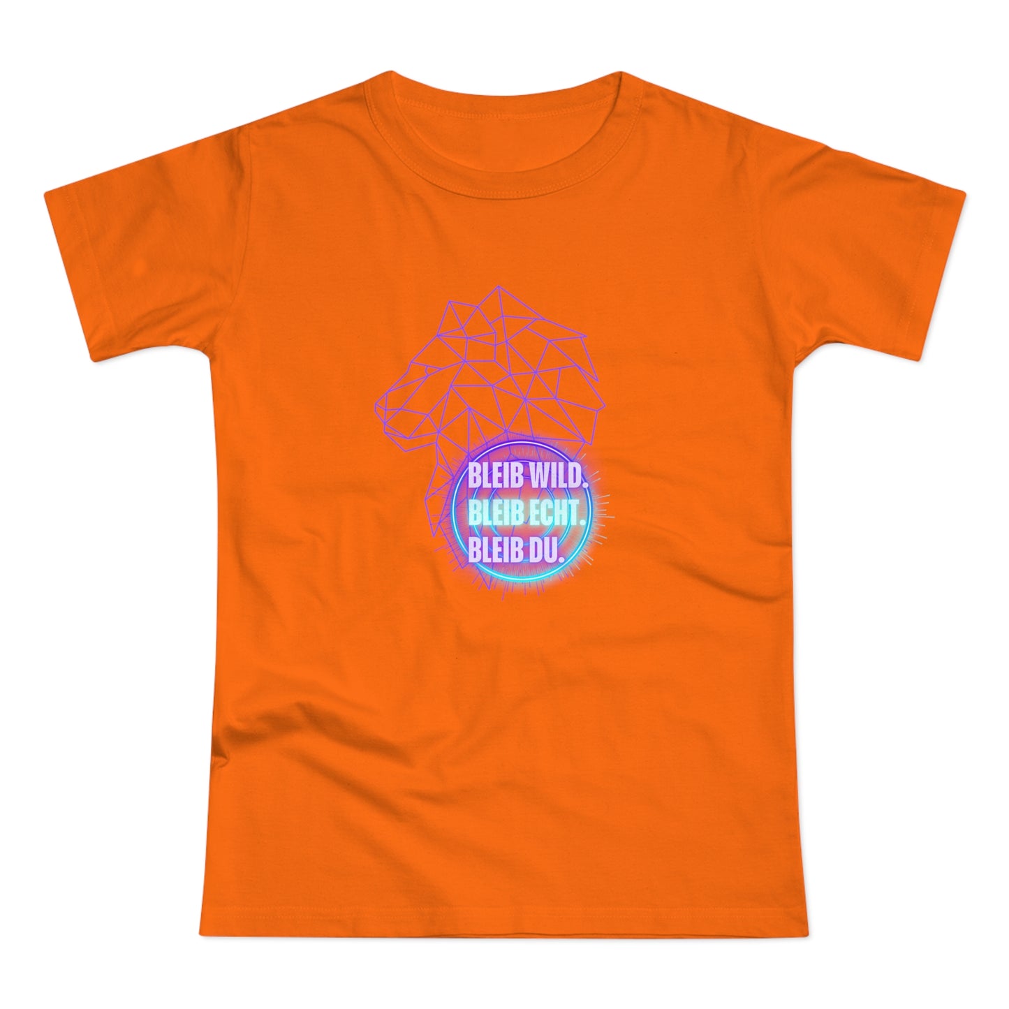 Women's Inspirational Lion T-Shirt - 'Bleib-Wild, Bleib-Echt, Bleib-Du' Design