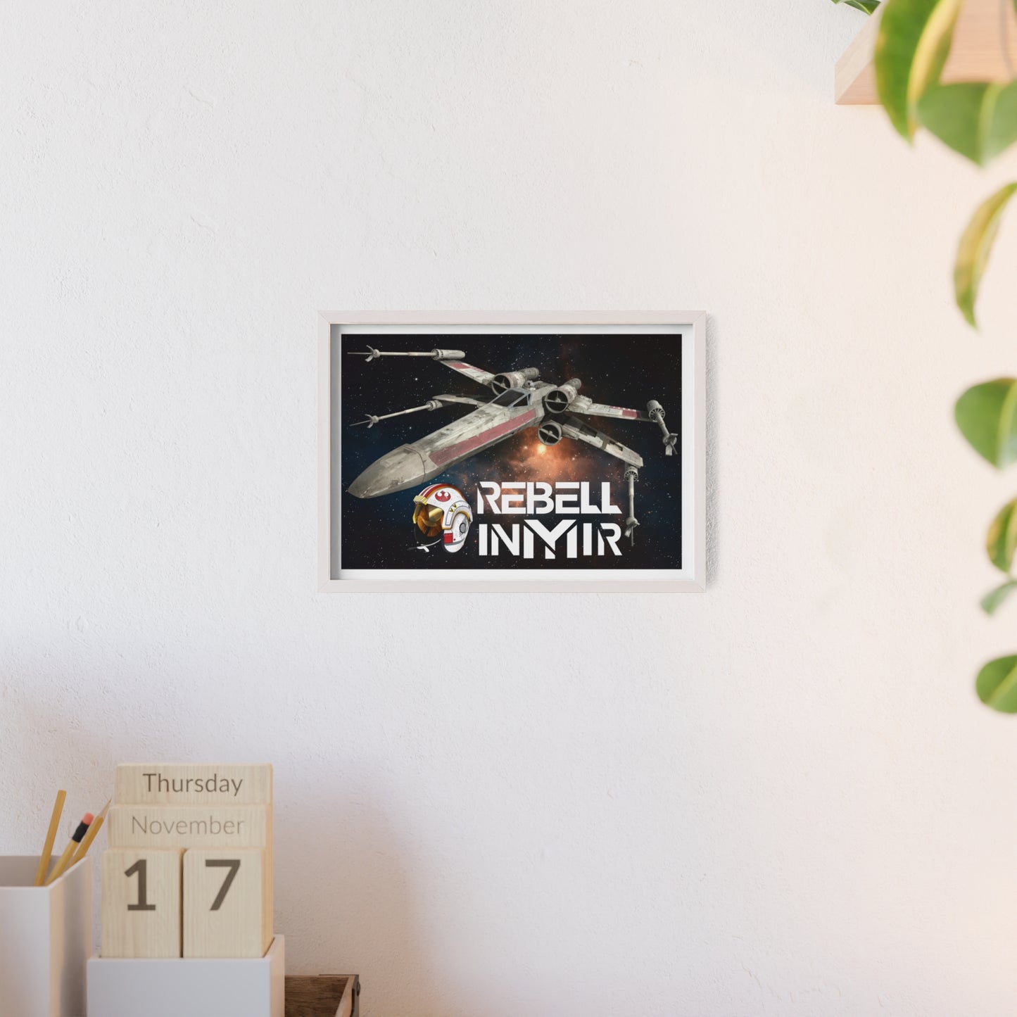Star Wars X-Wing Fighter Poster with Wooden Frame - Rebel Inyir Decor