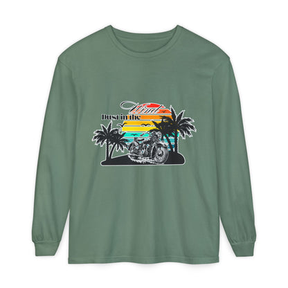 Dust in the Wind - Vintage Motorcycle & Sunset Design