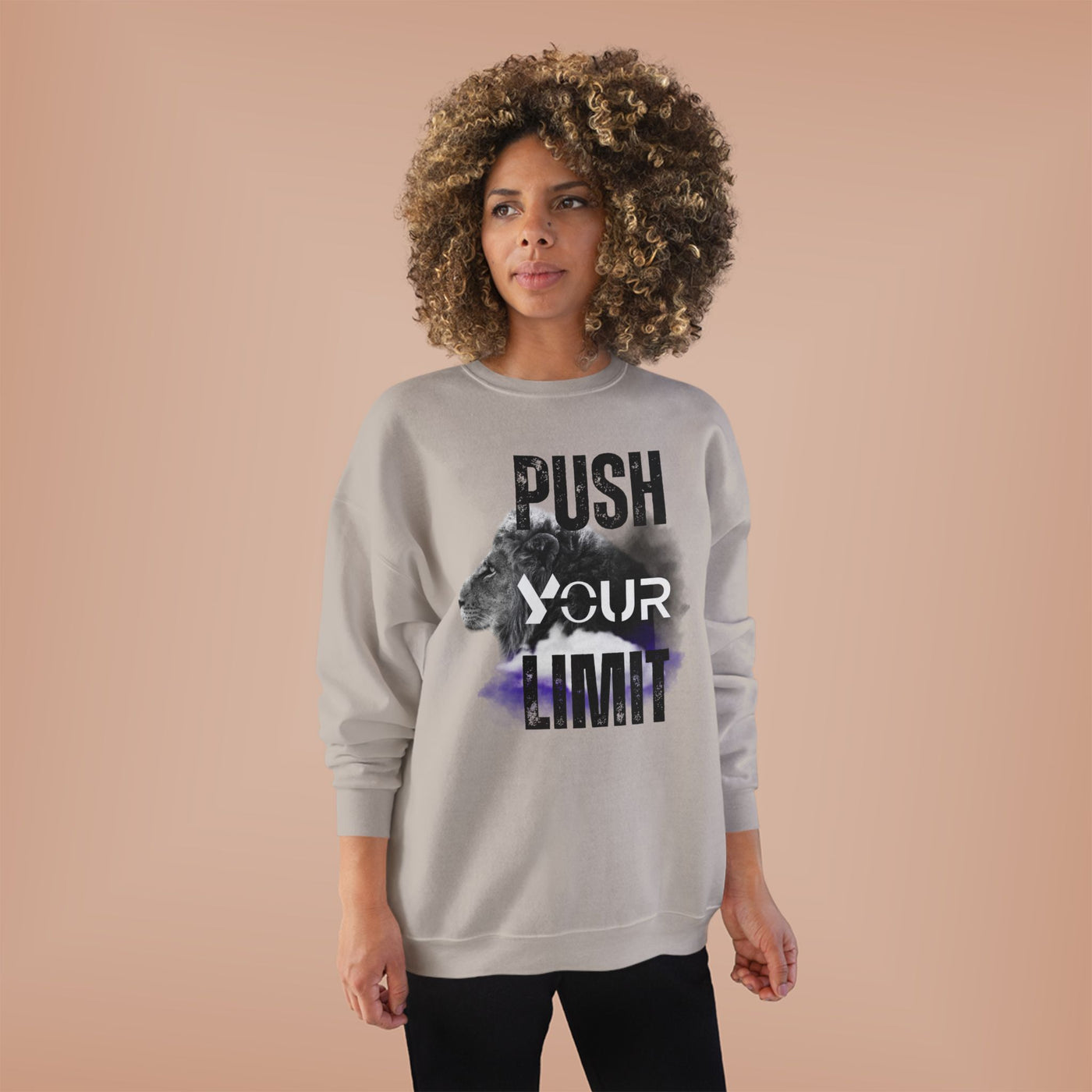 Motivational Lion Sweatshirt - Push Your Limit - Unisex EcoSmart