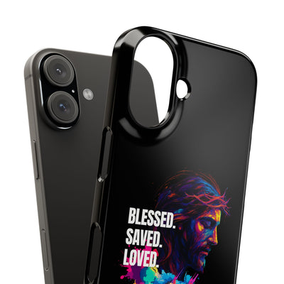 Blessed Saved loved - Snap Case - Jesus