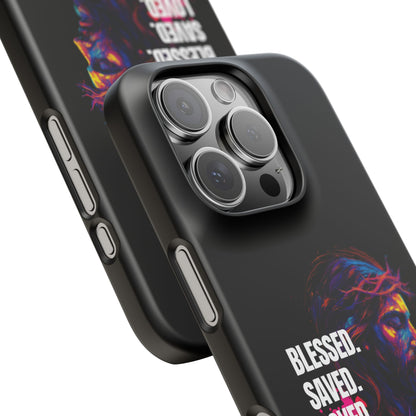 Blessed Saved Loved -  Snap Case Handyhülle - Jesus