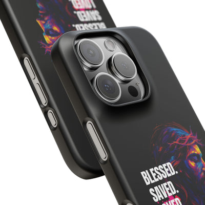 Blessed Saved loved - Snap Case - Jesus