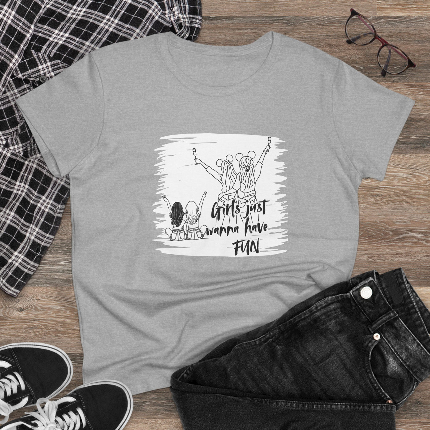 Girls Just Wanna Have Fun Cotton Tee - Women's Midweight Casual Shirt