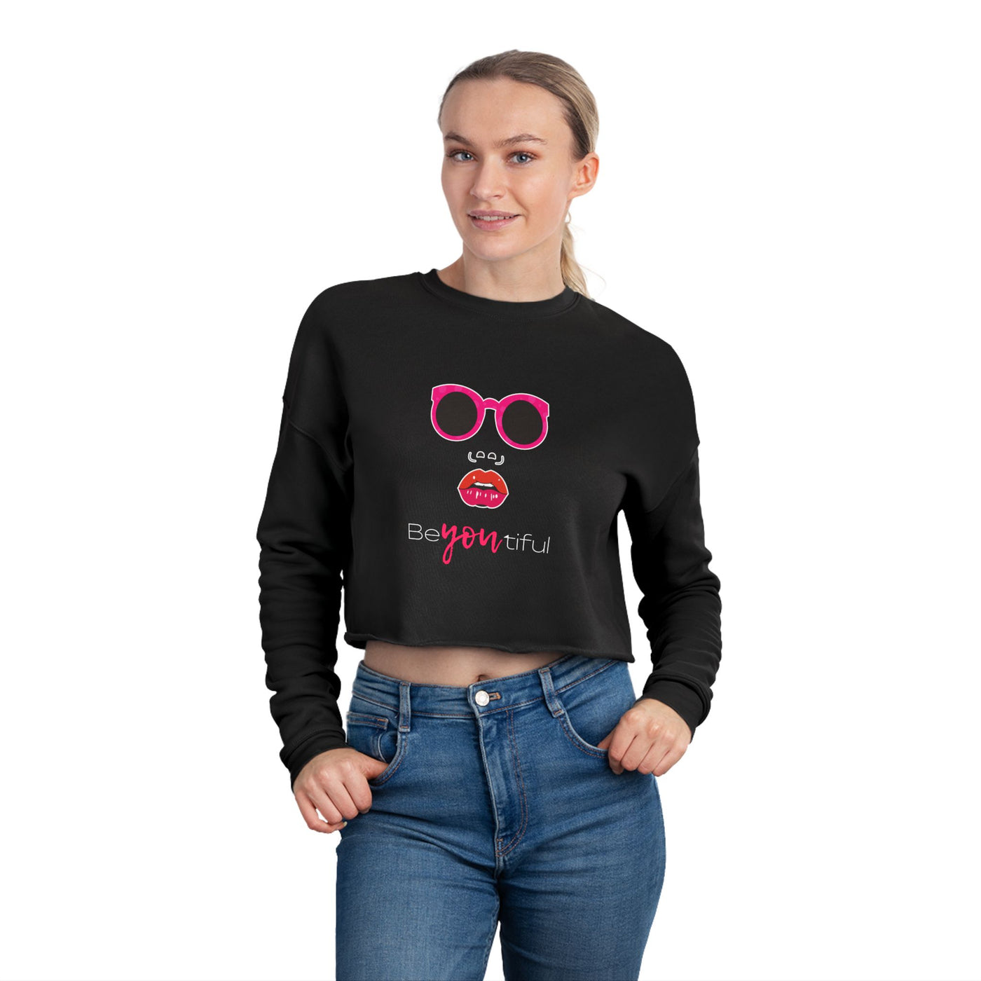 Chic Cropped Sweatshirt - Be You, Be Beautiful, Trendy Apparel, Gifts for Her, Casual Style, Fashion Statement
